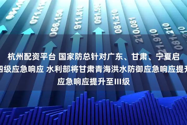 杭州配资平台 国家防总针对广东、甘肃、宁夏启动防汛四级应急响应 水利部将甘肃青海洪水防御应急响应提升至Ⅲ级